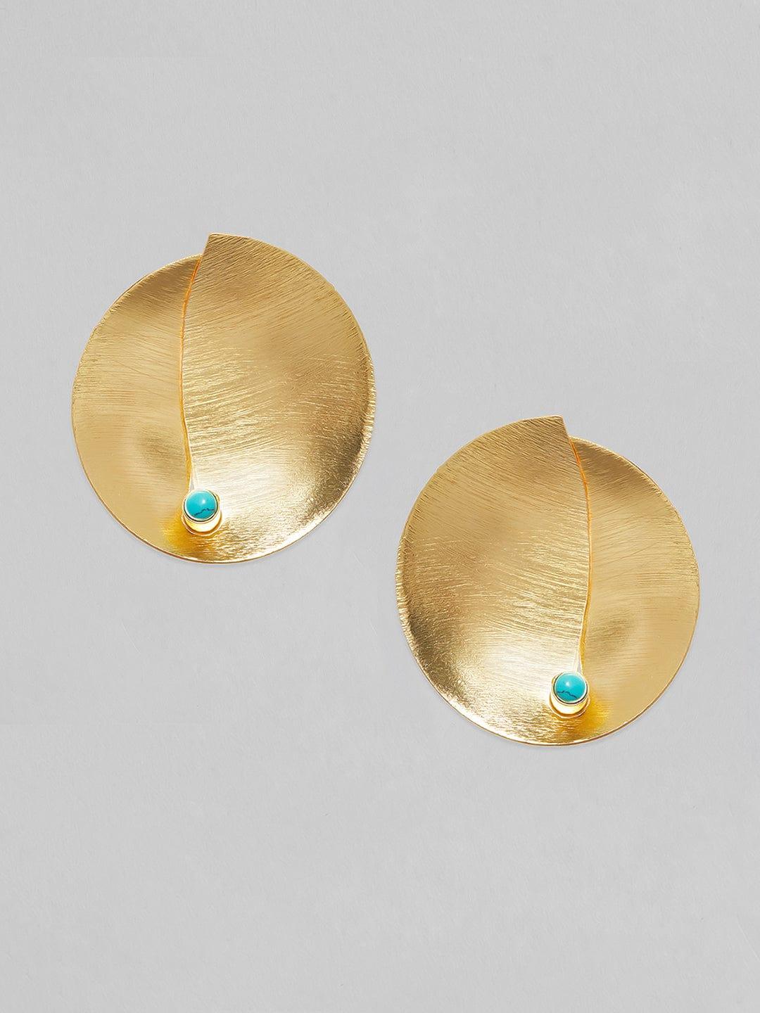 Rubans Voguish 24k Gold Plated Blue Studs Earrings - Indiakreations