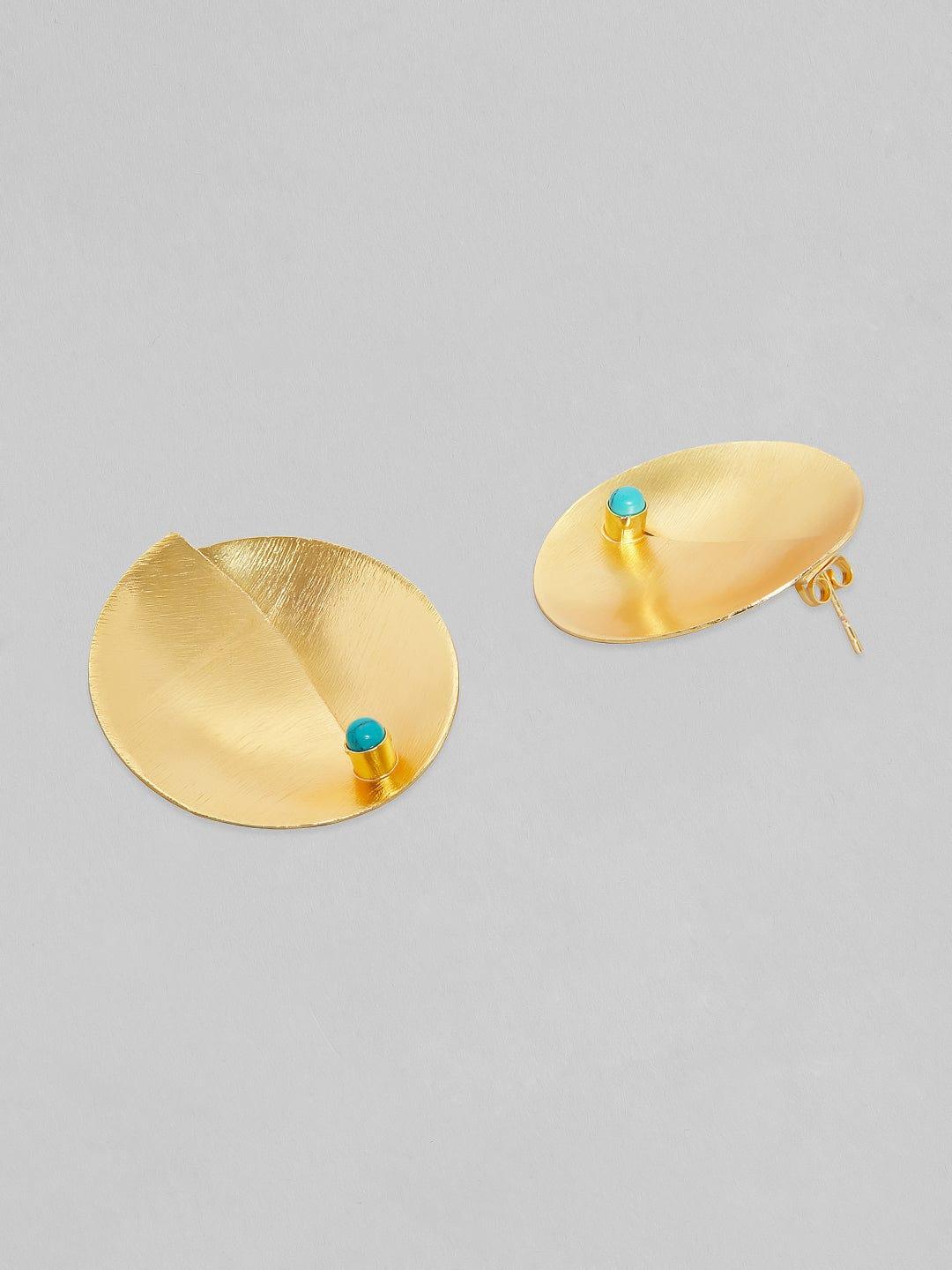 Rubans Voguish 24k Gold Plated Blue Studs Earrings - Indiakreations