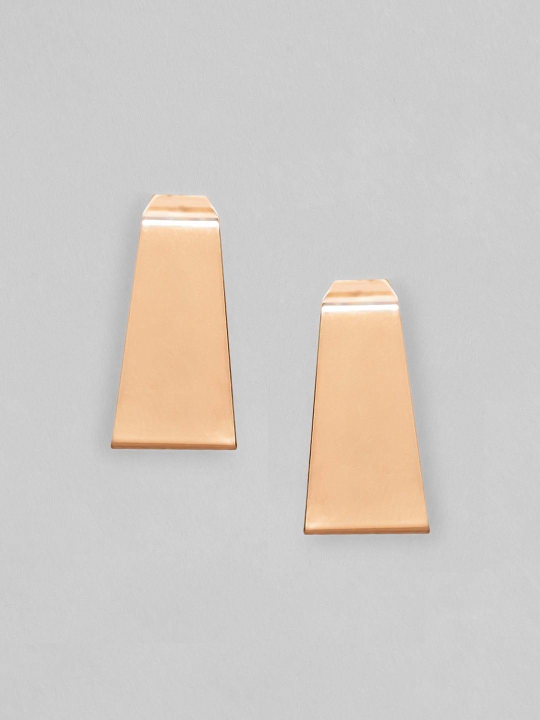 Rubans Voguish Gold-Toned Gold Plated Geometric Studs Earrings - Indiakreations