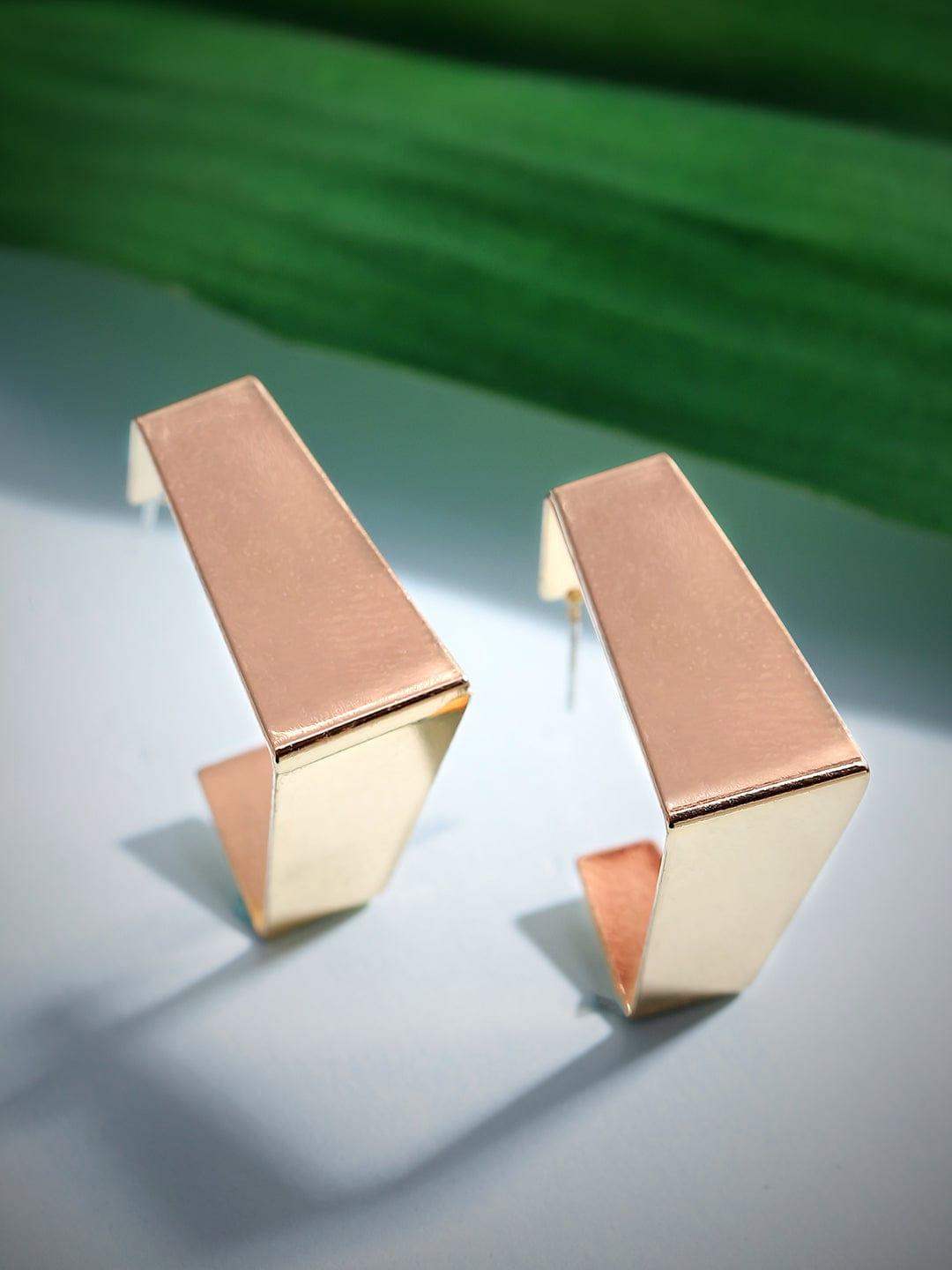 Rubans Voguish Gold-Toned Gold Plated Geometric Studs Earrings - Indiakreations