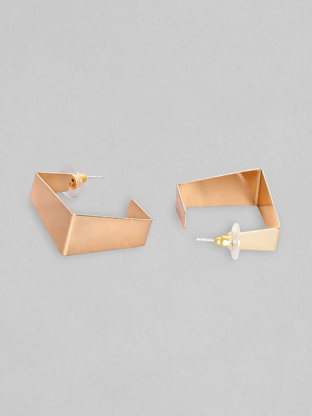 Rubans Voguish Gold-Toned Gold Plated Geometric Studs Earrings - Indiakreations