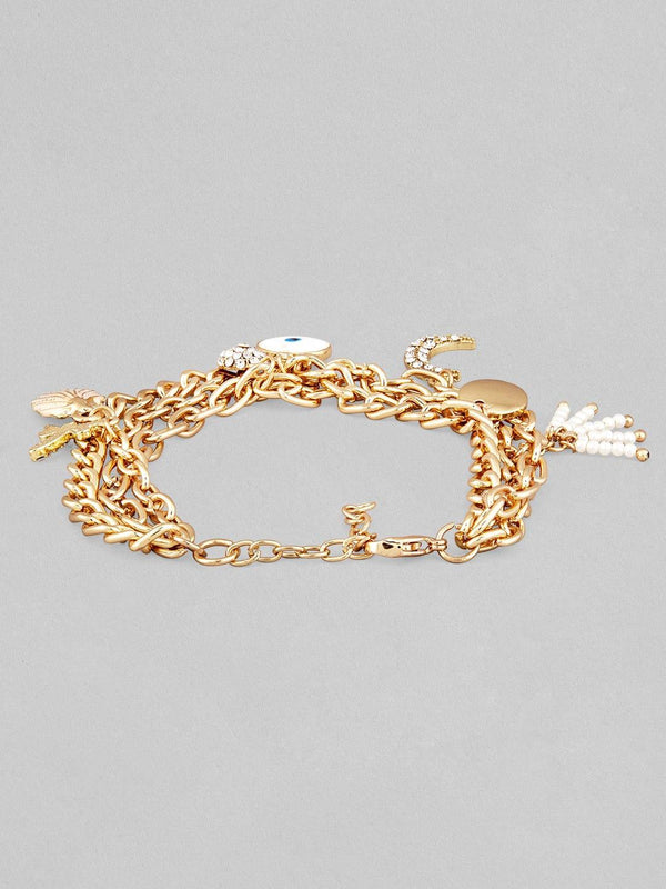 Rubans Voguish Women Gold-Toned White Link Bracelet - Indiakreations