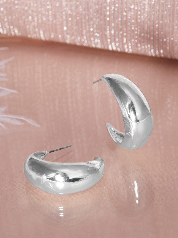 Rubans Voguish Women Silver-Toned Classic Hoop Earrings - Indiakreations