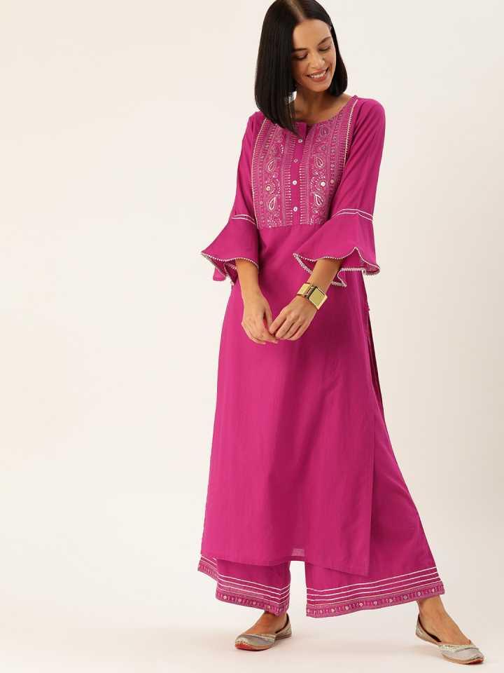 Kurta and Palazzo Set Cotton Blend - Indiakreations