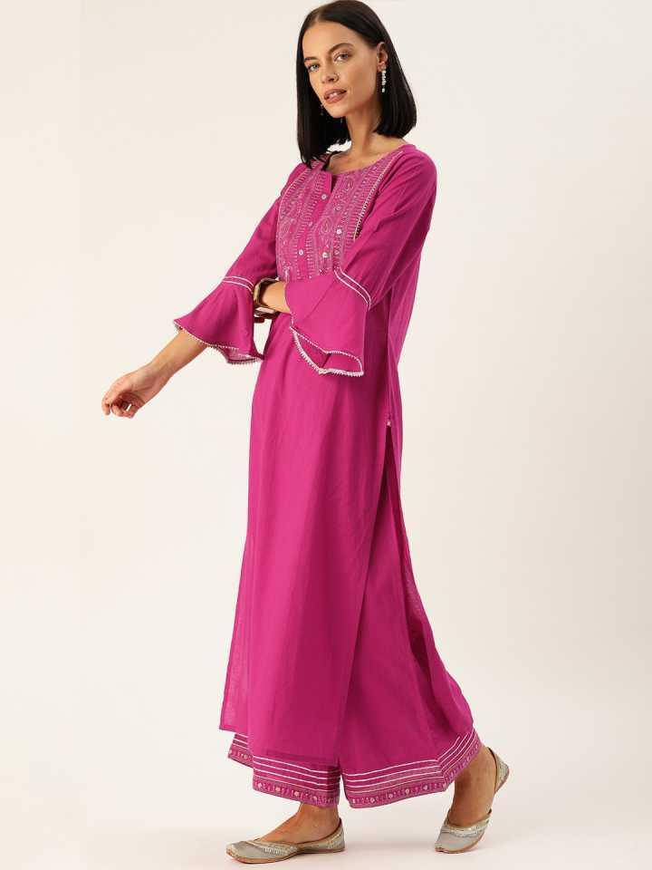 Kurta and Palazzo Set Cotton Blend - Indiakreations