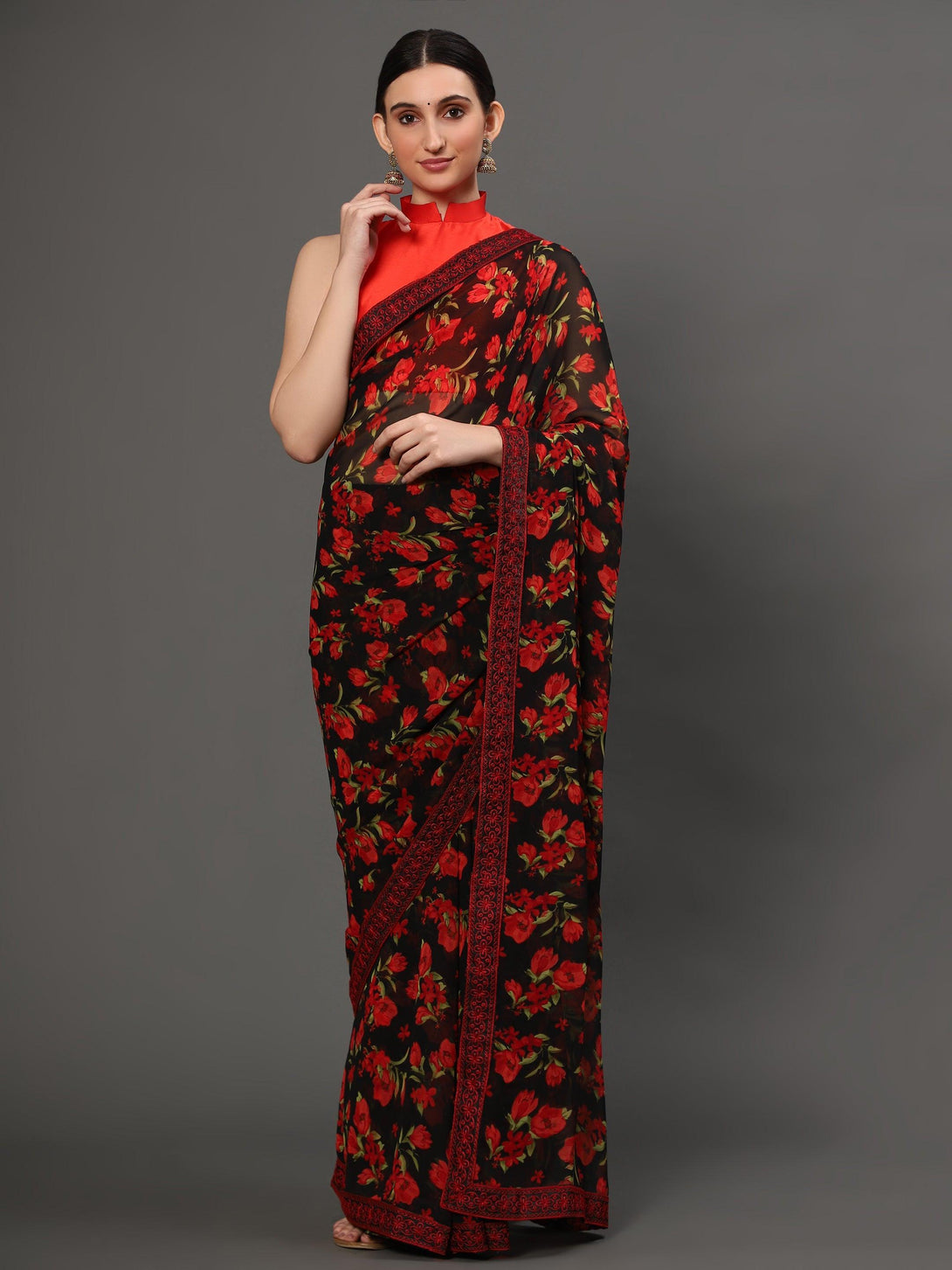 Women's Red Color Beautiful Ethnic Wear Printed Saree - AAISHREE - Indiakreations