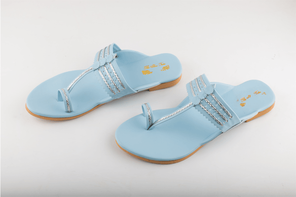 Women's Ice Blue Kolhapuris - The Shoe Tales - Indiakreations