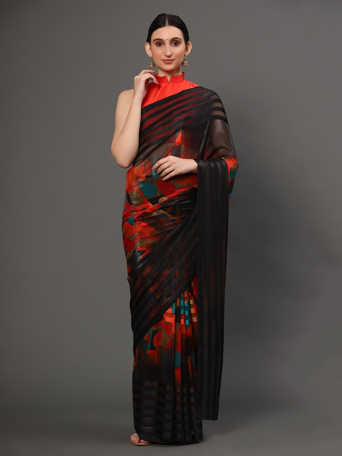 Women's Black Color Beautiful Ethnic Wear Printed Saree - AAISHREE - Indiakreations