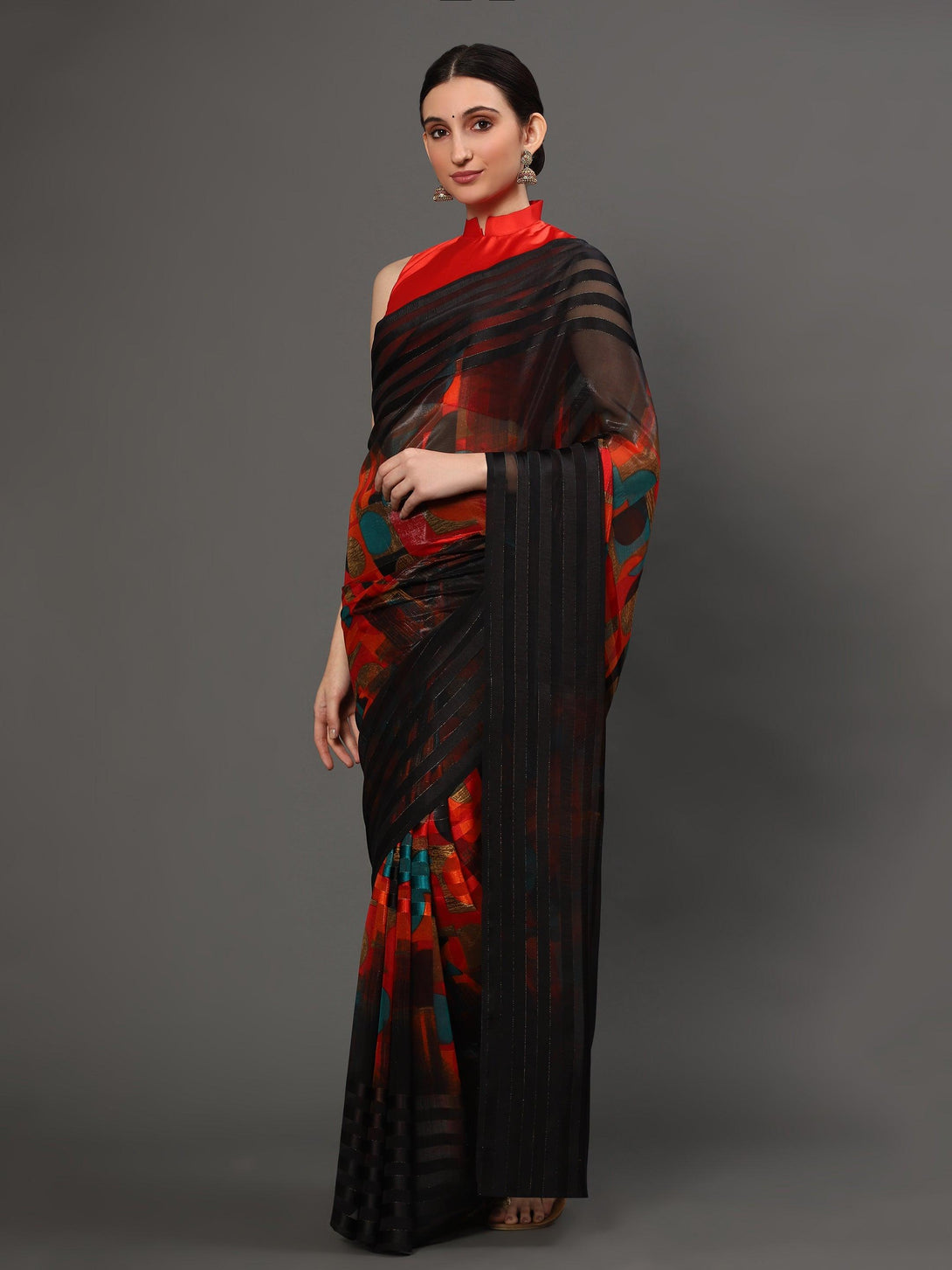 Women's Black Color Beautiful Ethnic Wear Printed Saree - AAISHREE - Indiakreations