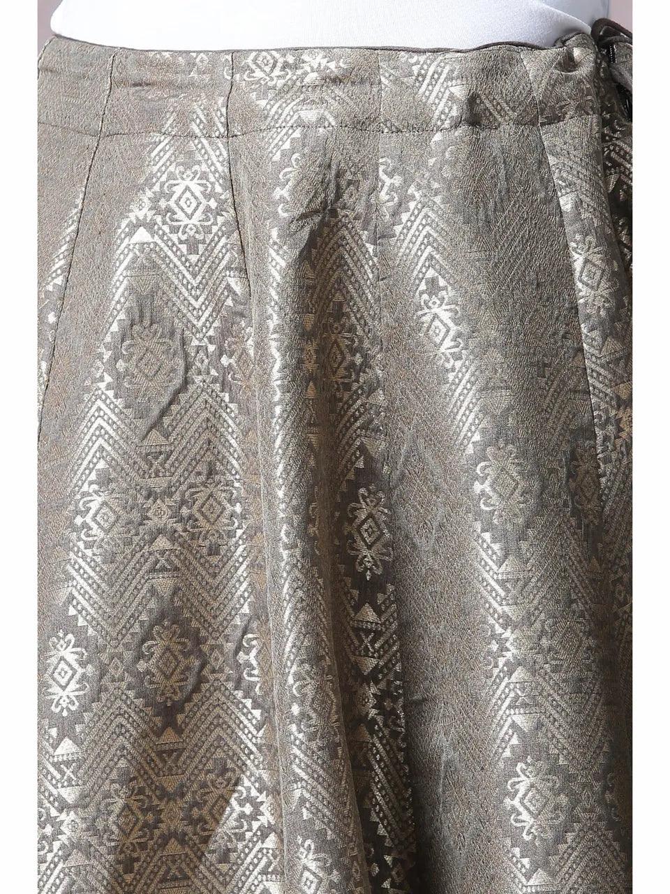 Women's Brown Metallic Cotton Kurta and Lehenga (Set of 2) - BIBA - Indiakreations