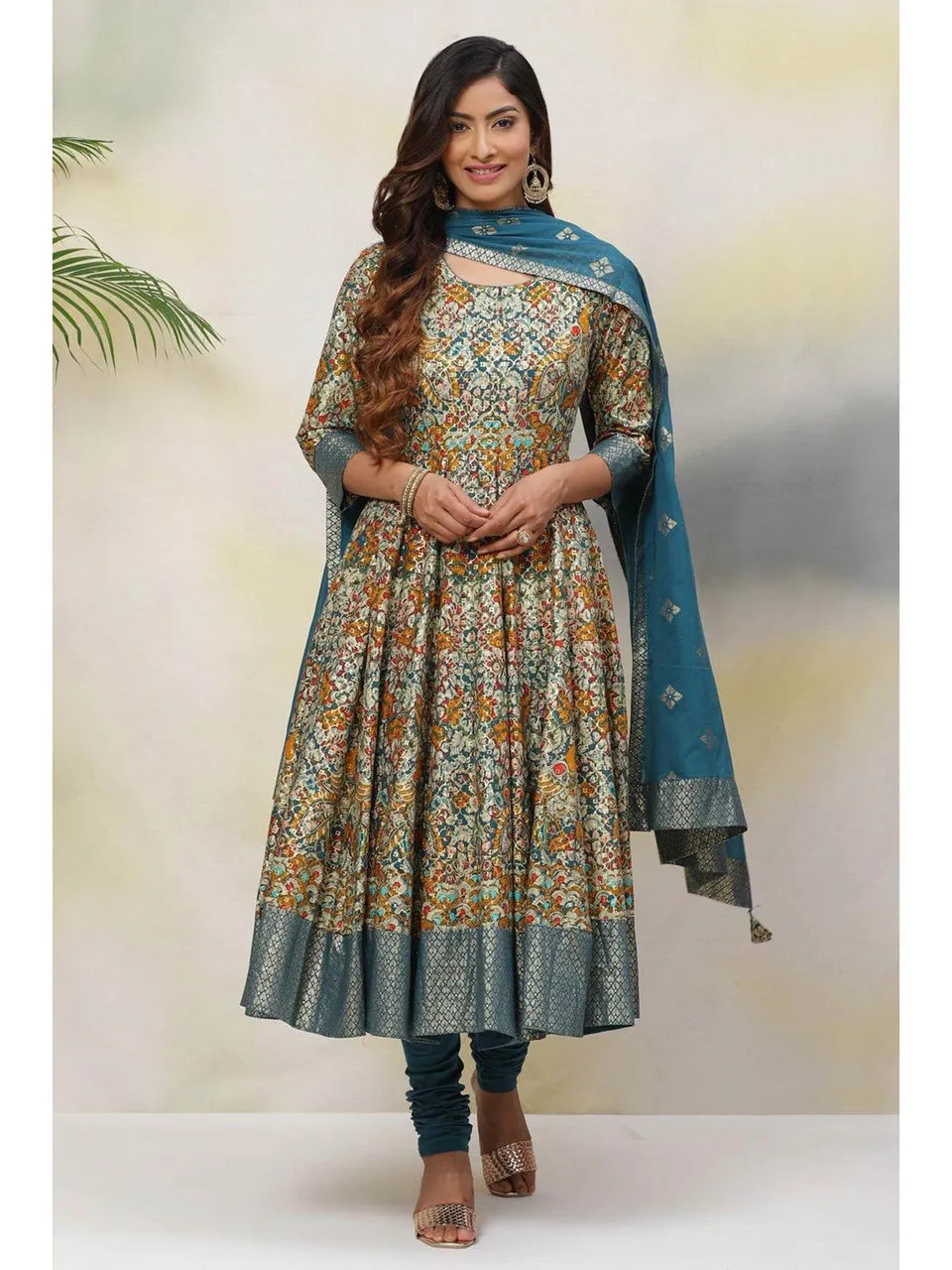 Women's Cotton Anarkali Suit (Set of 4) - BIBA - Indiakreations