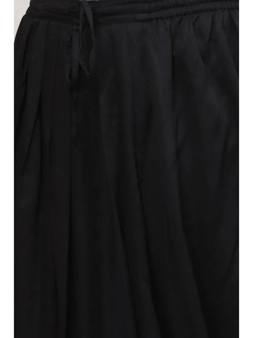 Women's Black Cotton Silk Asymmetric Suit (Set of 4) - BIBA - Indiakreations