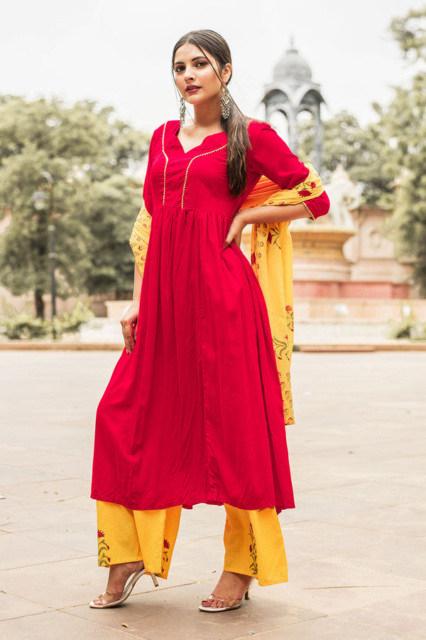 Red Kurta and Palazzo