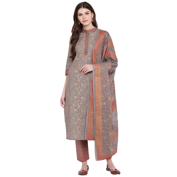 Women's Grey Kurta & Palazzo With Dupatta By Vbuyz- (3Pcs Set)