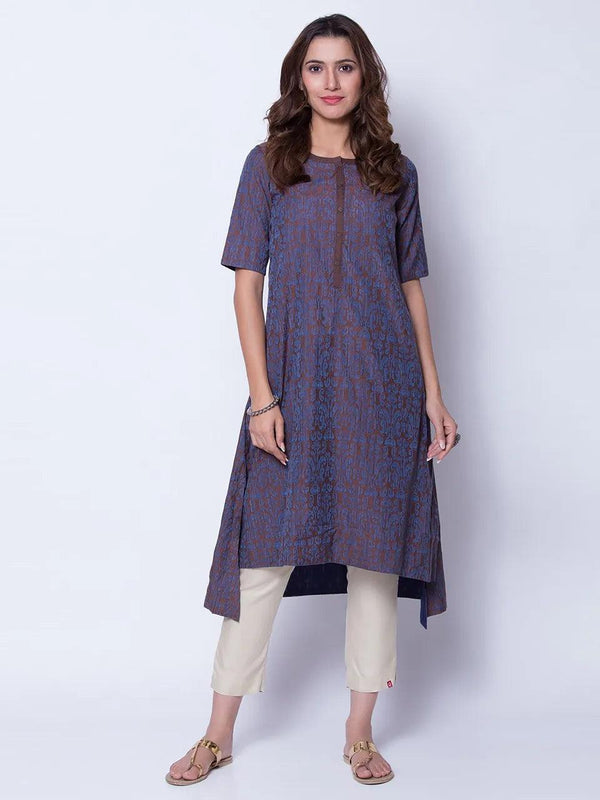 Women's Purple Printed A-Line Kurta - BIBA - Indiakreations