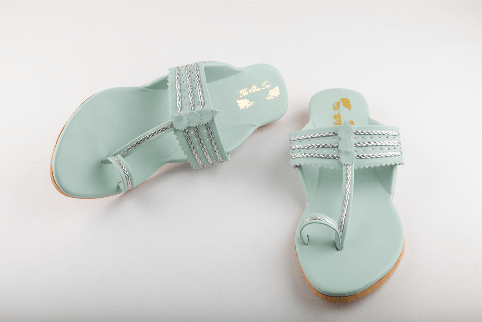 Women's Mint Kolhapuris - The Shoe Tales - Indiakreations