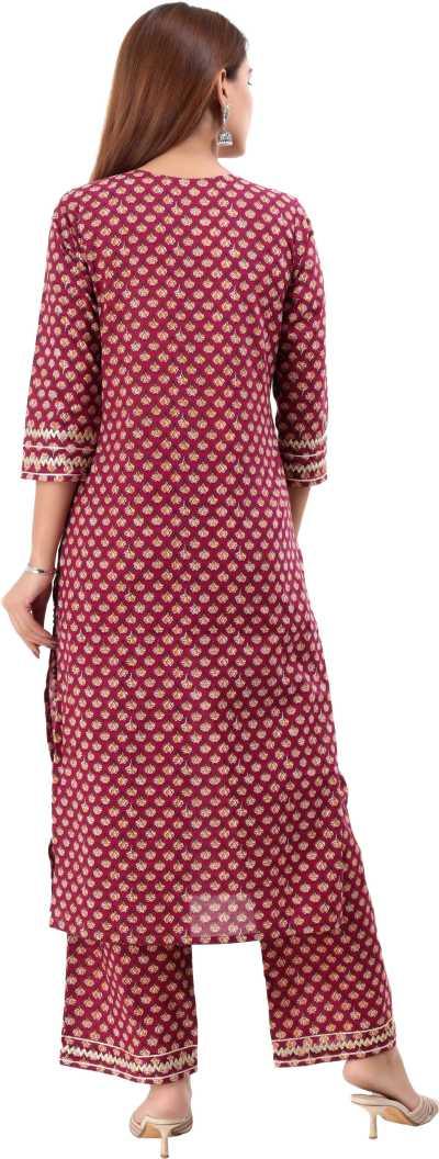 Women's Floral Print Kurta, Palazzo & Dupatta Set 3Pc - Noz2Toz - Indiakreations