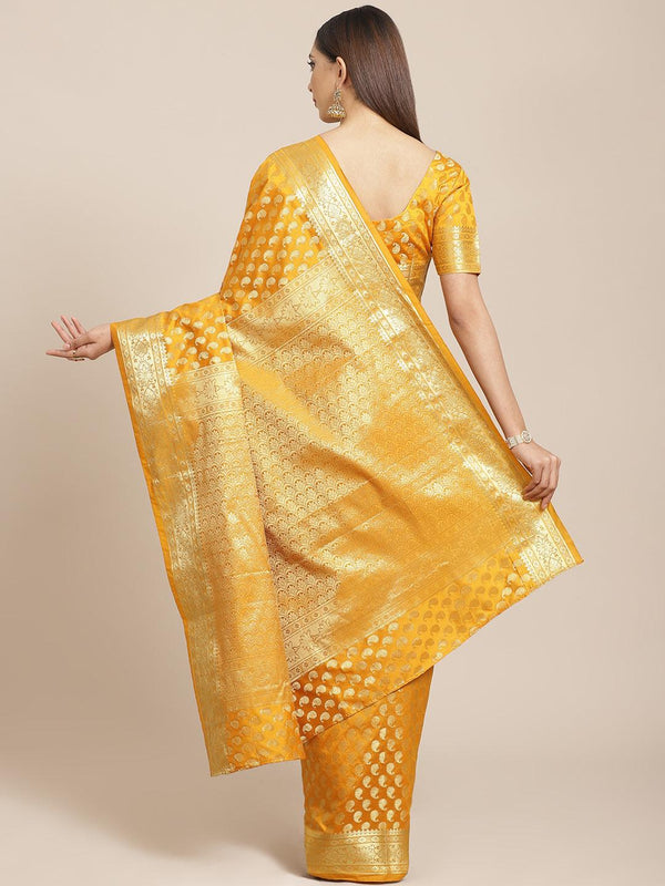 Yellow Woven Design Brocade Saree
