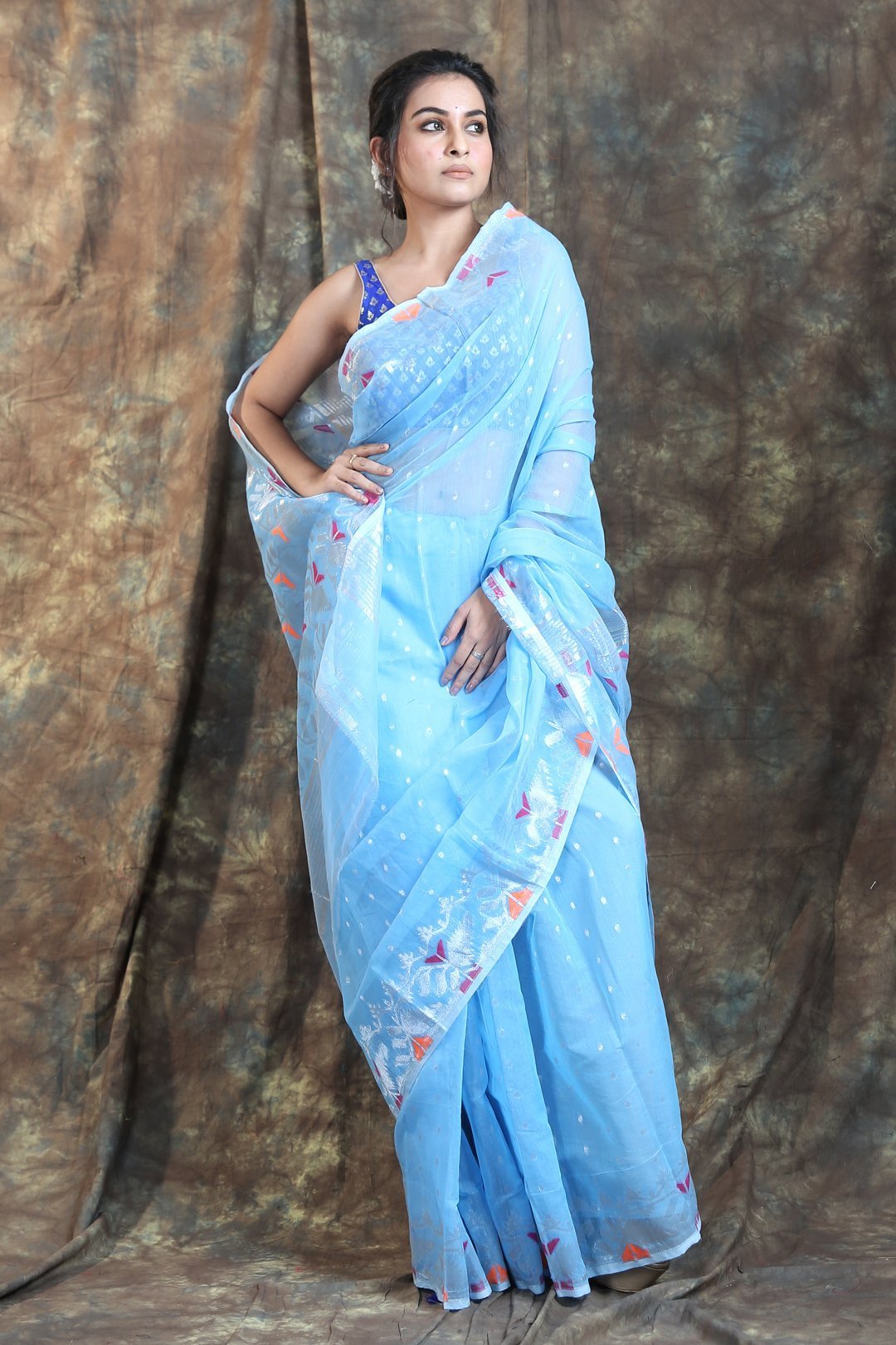 Women's Weaving Jamdani Saree With Zari Pallu - Arhi